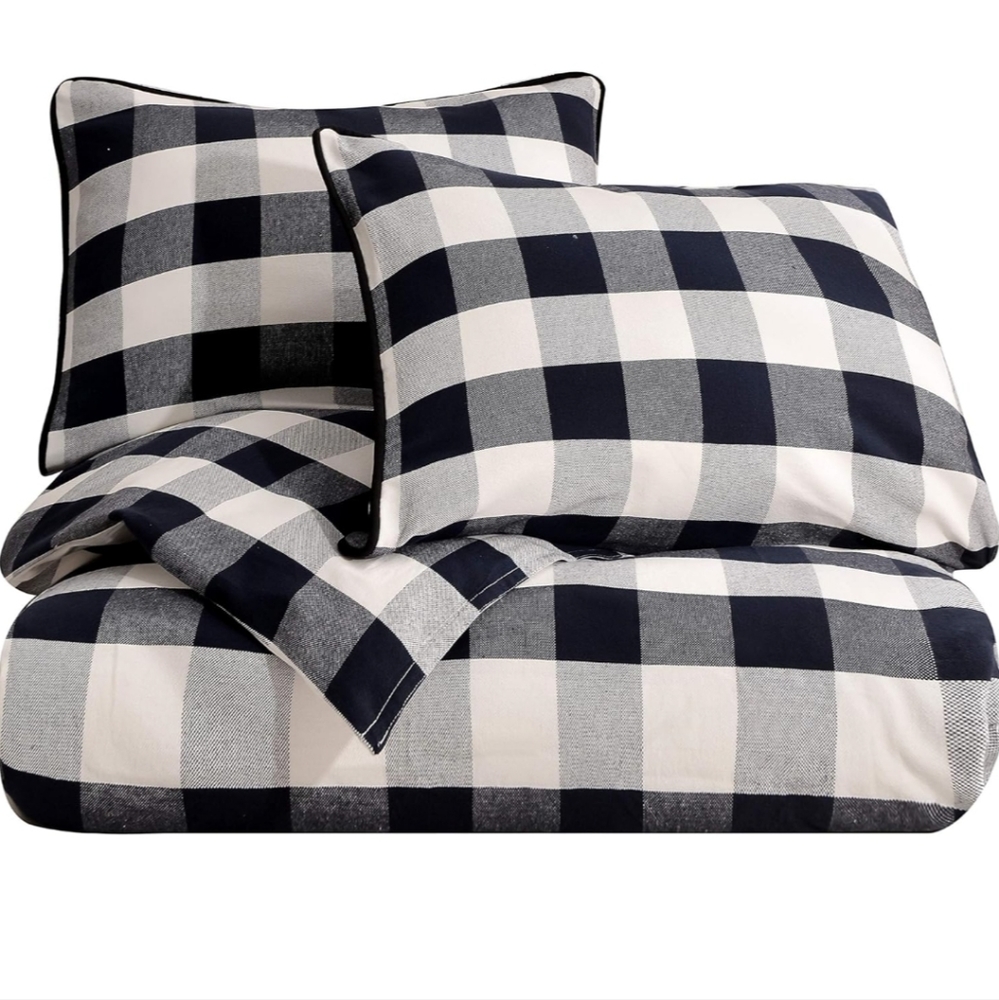HiEnd Camille Buffalo Black and Natural Buffalo Check  Duvet Bedding Set - Picture 3 of 8
